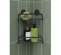 Croydex Stick 'N' Lock 2 Tier Corner Basket Black