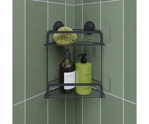 Croydex Stick 'n' Lock 2 Tier Corner Shower Caddy - Black
