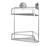 Croydex Stick-n-Lock 2 Tier Corner Basket Silver