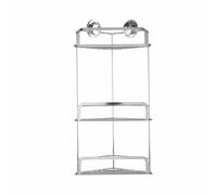 Croydex Stick n Lock 3 Tier Corner Shelves - Chrome
