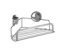 Croydex Stick 'N' Lock Adhesive Corner Shower Caddy - No Drill Shelf for Shower or Bathroom with Sticky Pad, 5 Year Rust Free Guarantee with Chrome Plated Mild Steel