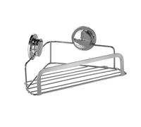 Croydex Stick 'N' Lock Adhesive Corner Shower Caddy - No Drill Shelf for Shower or Bathroom with Sticky Pad, 5 Year Rust Free Guarantee with Chrome