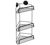 Croydex Stick 'n' Lock Black Steel 3 Compartments Corner Shower Basket (W)26Cm