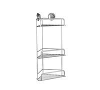 Croydex Stick 'N' Lock Three Tier Corner Shower Caddy - Shower Shelf No Drilling Bathroom Storage Solution with Sticky Pad Easy-Clean 5 Year Rust-Free Guarantee with Chrome Plated Mild Steel