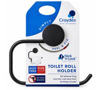 Croydex Stick 'n' Lock Toilet Roll Holder Matt Black Self Adhesive No Drill NEW