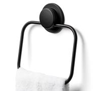 Croydex Stick 'n' Lock Towel Ring, Matt Black