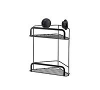 Croydex Black Corner Shower Caddy Stick ’n’ Lock 2 Tier Adhesive Basket Storage