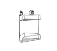 Croydex Stick-n-Lock 2 Tier Corner Basket Silver