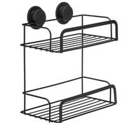 Croydex Black Shower Caddy Stick ’n’ Lock 2 Tier Adhesive Basket Storage