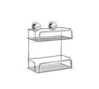 Croydex Stick & Lock™ 2 Tier Chrome Cosmetic Storage Basket - 93 x 255mm