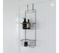 Croydex Storage Basket Hook Over Door, Chrome, 2 Tier Bathroom Organiser