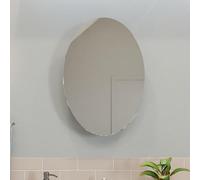 Croydex Tay 65 x 45cm Compact Cabinet with Oval Mirror Door - Pre-Assembled | Stainless Steel Carcass Dims 42 x 30 x 10 (HxWxD) | 1 Fixed Shelf | Ideal for Small Bathrooms