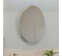 Croydex Tay Oval Bathroom Mirror Cabinet Stainless Steel (H65Xw45Cm)
