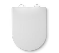 Croydex Telese Stick 'n' Lock D Shaped Soft Close Toilet Seat - Adjustable Hinges with Quick Release Button for Easy Cleaning and Antibacterial Treat