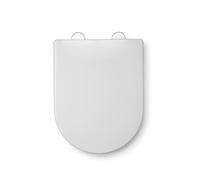 Croydex Telese Stick 'n' Lock D Shaped Soft Close Toilet Seat - Adjustable Hinges with Quick Release Button for Easy Cleaning and Antibacterial Treated Surface, Top & Bottom Fix (White)
