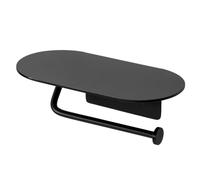 Croydex Telesto Wall Mounted Toilet Roll Holder with Shelf - Black Matt Bathroom Storage Solution, Ideal for Hospitality & Residential, Easy Install, Aluminium & ABS, Fixings Included