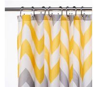 Croydex Yellow & Grey Chevron Textile Shower Curtain with Hygiene 'N' Clean, 1 x 180 x 180 cm