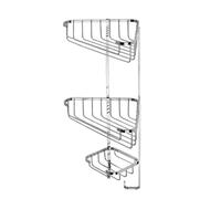 Croydex Three Tier Corner Basket - Chrome Bathroom Storage Solution with Hooks for Hanging Items, Screw to Wall Fixings, Wall Plugs and Screws Included, Shower Caddy, Bathroom Accessory, Max Load 5kg