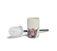 Croydex Toilet Brush & Holder Set Ceramic Steven Brown Highland Cow