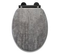 Croydex Kirkstone Grey Wooden Toilet Seat - Soft Close & Quick Release Button for Easy Cleaning, Adjustable Hinges with Top and Bottom Fixings Included (Slate Grey Soft Close Toilet Seat)