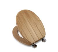 Croydex Flexi-Fix Tramonti Oak Toilet Seat - Never Slip Adjustable Hinges, Hygiene 'n' Clean Anti-Microbial Treated, Moulded Wooden Toilet Seat with Oak Effect, No Tools Required, 46.3 x 37.5 cm