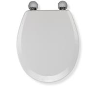 Croydex Toilet Seat Oval White Anti Bacterial Easy to Fit Chrome Hinges - Como