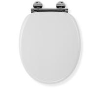 Croydex Lucerne Flexi-Fix Soft Close Wooden Toilet Seat - Quick Release Button for Easy Cleaning and Adjustable Hinges with Top and Bottom Fixings, Antibacterial Heavy Duty Material (White Wood)