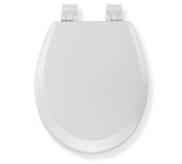 Croydex Toilet Seat Soft Close White Wood Oval Sit Tight Non Slip Hinges