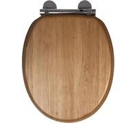 Croydex Toilet Seat Soft Close Wood Quick Release Anti Bacterial Oak/Grey/White