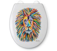 Croydex Steven Brown Lewis McZoo Flexi-Fix White Universal Toilet Seat - Unique Lion Design with Soft Close and Quick Release Hinges and Made from Polypropylene Plastic with Top and Bottom Fixing