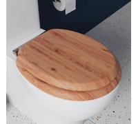 Croydex Toilet Seat Solid Oak Oval Quick Release Anti Bacterial Non Slip Hinges