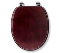 Croydex Toilet Seat Solid Wood Oval Mahogany Effect Chrome/Brass Hinges