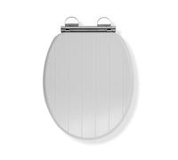 Croydex Tongue & Groove White Wood Toilet Seat Flexi-Fix™ Hinges (Portland) | Soft Close | Quick Release for Easy Cleaning | Adjustable Hinges |Top and bottom fixings | Antibacterial Treated
