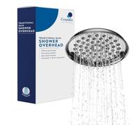 Croydex Traditional Overhead Rain Shower Head | Stainless Steel | Rub Clean Nozzles | Large 173mm Pivoting Head | For Use with a Shower Arm