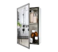 Croydex Trent Lockable Stainless Steel Medicine Cabinet With Mirrored Door, Space Saving