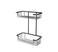 Croydex Two Tier Matte Black Shower Caddy - Durable Rust-Free Bathroom Storage Basket, Chrome Plated Steel, Includes Fixings and Rust Free Guarantee, Max Load 5kg
