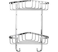 Croydex Two Tier Stainless Steel Medium Corner Basket Shower Caddy, 10 Year Rust Free Guarantee