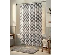 Croydex Two-Tone Chevron Shower Curtain Grey