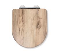 Croydex Varese Flexi-Fix Soft Close D-Shape Wooden Toilet Seat Grey Oak - WL610131H