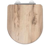 Croydex Flexi-Fix Wooden Toilet Seat Varese D Shape - Grey Oak