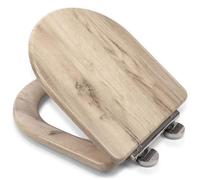 Croydex Varese Flexi-Fix Soft Close D-Shape Wooden Toilet Seat Grey Oak