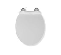Croydex Victoria Flexi-Fix Slim Line White Toilet Seat - Durable Thermoset Plastic with Adjustable Hinges, Rust Free Chrome Plated Hinge Covers and an Antibacterial Treated Surface (White)