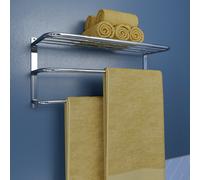 Croydex QM261841 Chrome Plated Mild Steel Wall Mounted Towel Rack and Additional Rails, 21.5 x 63 x 30 cm