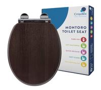 Croydex Walnut Wooden Toilet Seat Soft Close, Flexi-Fix Hinges (Montoro)