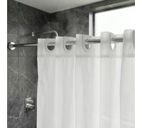 Croydex Waterpoof Shower Curtain Plain White, Machine Washable, Hookless