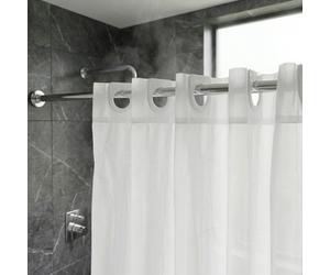 Croydex Waterpoof Shower Curtain Plain White, Machine Washable, Hookless