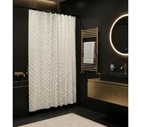 Croydex Waterproof Shower Curtain, Gold Chevron Pattern, 180 x 180cm