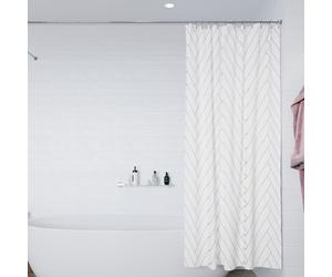 Croydex Waterproof Shower Curtain, Gold Chevron Pattern, 180 x 180cm, Water Resistant Fabric - 100% Polyester, Machine Washable, Cling Resistant