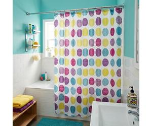 Croydex Waterproof Shower Curtain Textured Dots Machine Washable Fabric Curtain