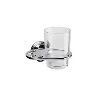 Croydex Westminster Chrome & Glass Toothbrush and Tumbler Holder | Wall Mounted | Traditional Design | Durable Zinc Alloy Construction | Silver Bathroom Accessories